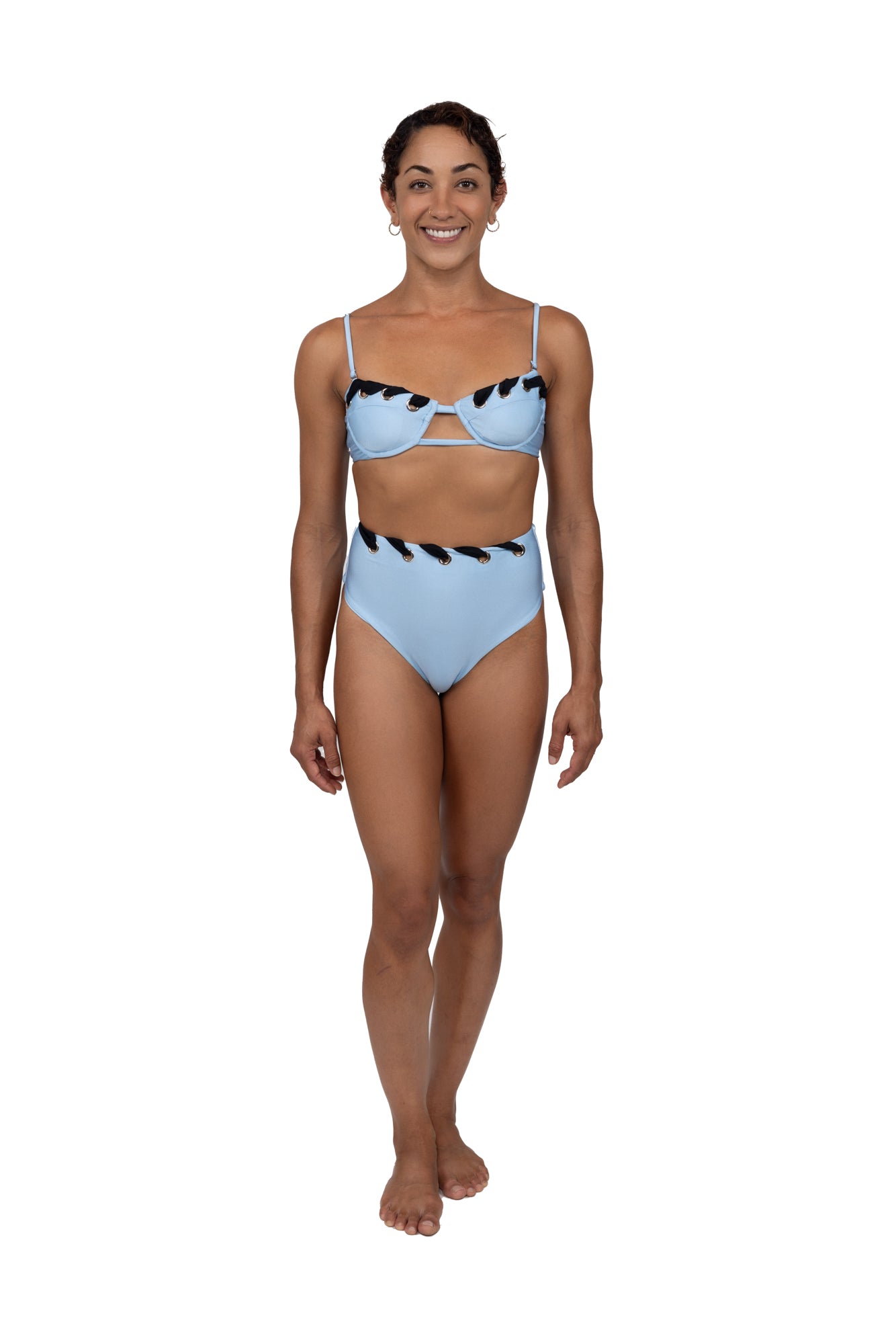 Nora Shiny Blue-Black Bikini Bottom