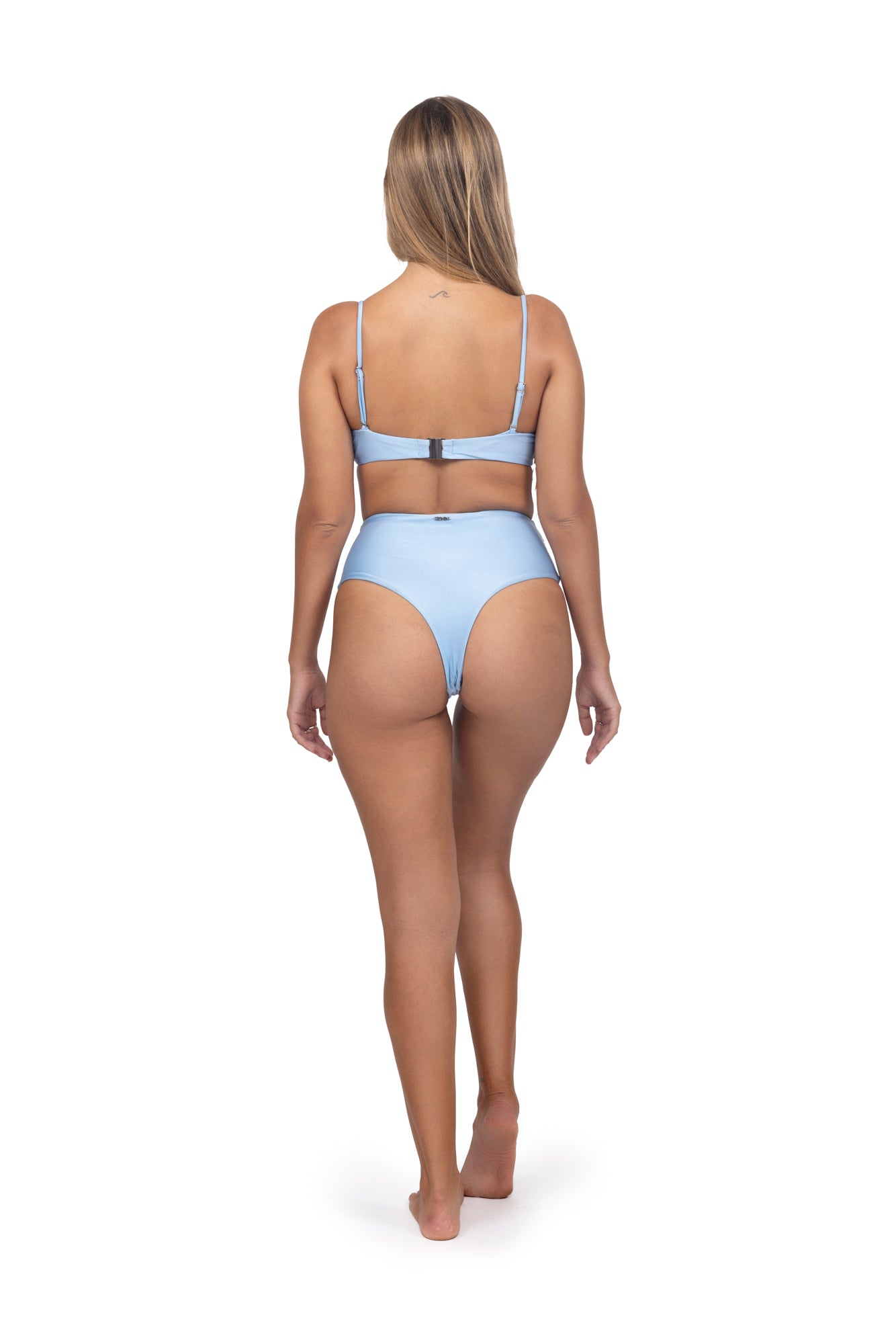 Nora Shiny Blue-Black Lace Bikini Top