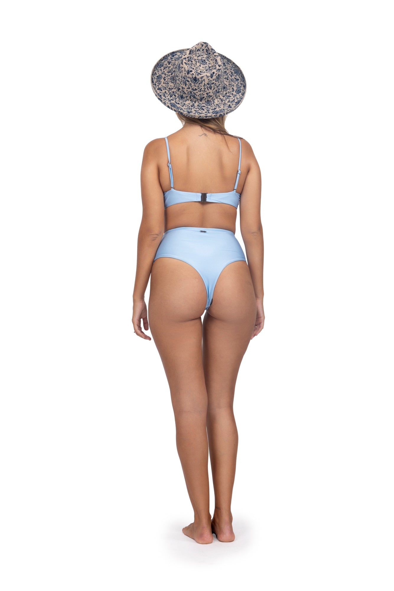 Nora Shiny Blue-Black Lace Bikini Top